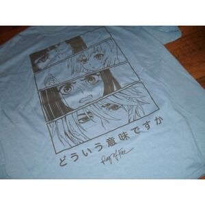 Ring of Fire Anime Manga Graphic Long Sleeve T Shirt Mens Blue